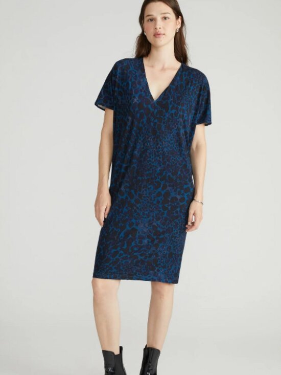 Universal Standard Dresses & Skirts - Universal Standard Teresa Liquid Jersey V-Neck Dress Deep Teal Animal Print